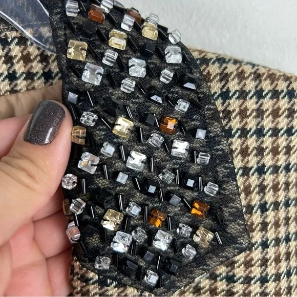 Lane Bryant Houndstooth Blazer beaded collar size: 16 - Picture 10 of 14